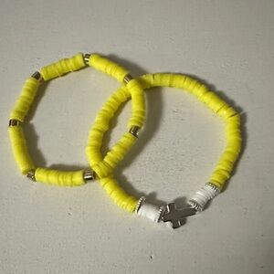 Yellow Clay Beaded Bracelets with Cross Charm